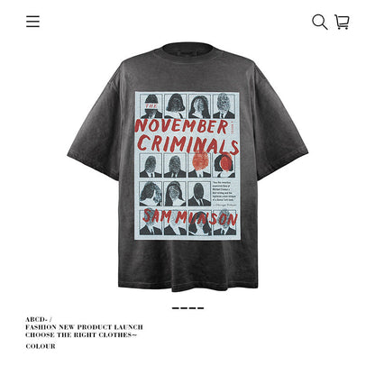American vintage street T-shirt pure cotton men and women loose