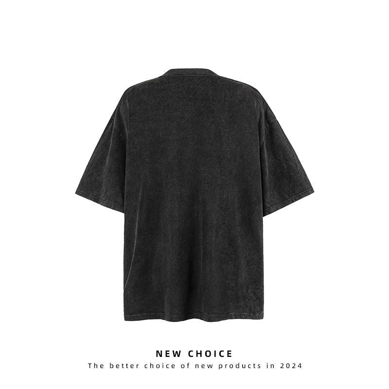 American vintage street T-shirt retro men's summer street loose half-sleeved shirt