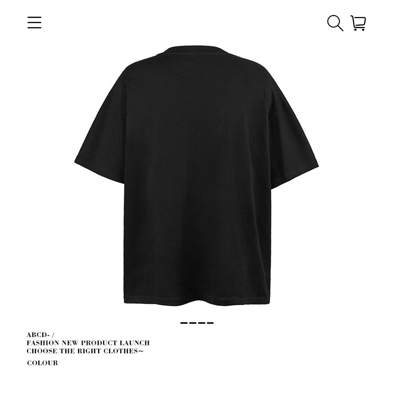 American vintage street T-shirt pure cotton men's and women's summer loose half-sleeves