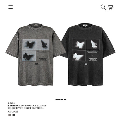 American vintage street T-shirt retro men's loose casual top