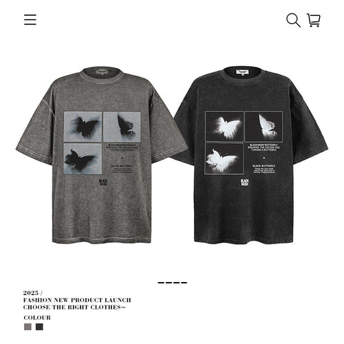 American vintage street T-shirt retro men's loose casual top