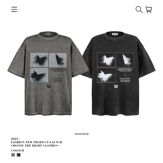 American vintage street T-shirt retro men's loose casual top