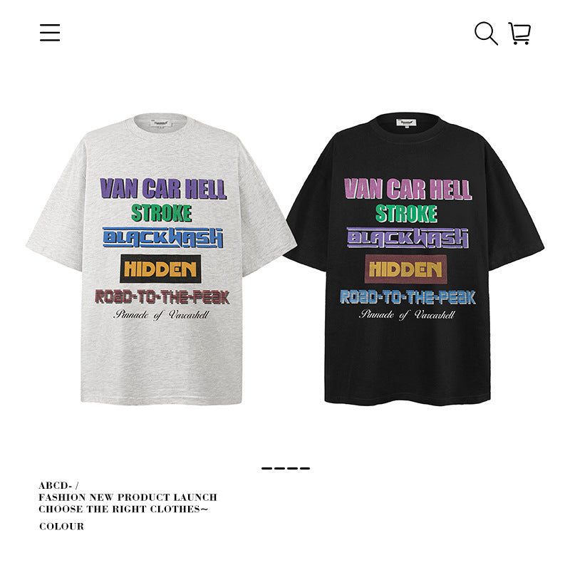 American vintage street T-shirt pure cotton men's and women's summer loose