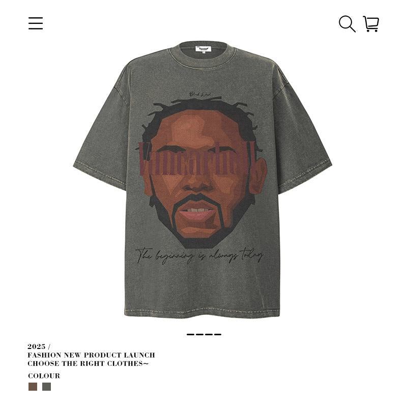 American vintage street T-shirt vintage loose for men and women