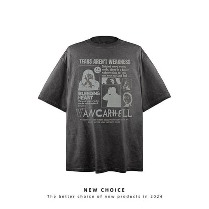 American vintage street T-shirt retro men's loose top