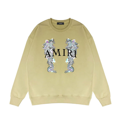 Amiri Long Sleeve Shirt Crew Sweatshirts Crew Neck Sweater