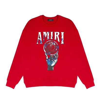 Amiri Long-Sleeve Shirt Personality Printed Crew Neck Sweatshirt