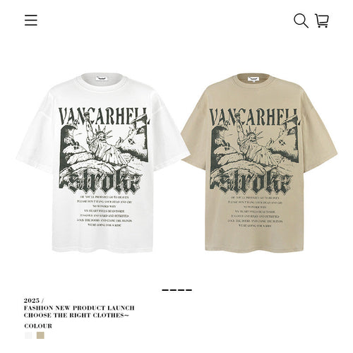 American vintage street T-shirt vintage loose cotton summer men
