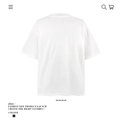American vintage street T-shirt men's loose casual half-sleeved top