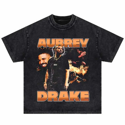 2024Summer Washed Short Sleeve Tshirts Men Hip Hop Portrait (Prat 2)