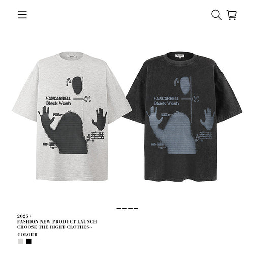 American vintage street T-shirt pure cotton retro men's and women's summer loose