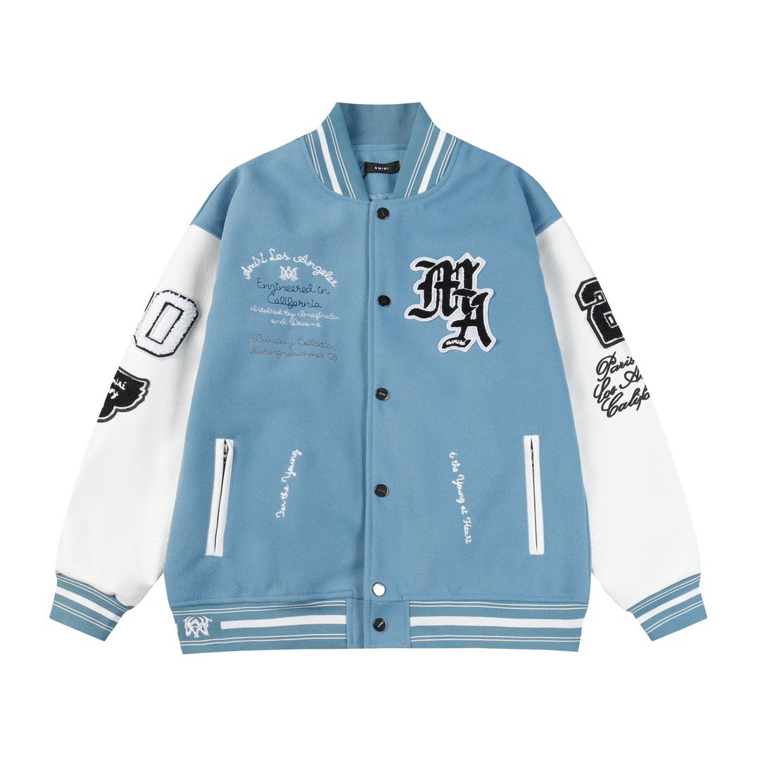 Amiri Jacket Spring and Autumn AMI Pattern Baseball Jacket Jacket Men's and Women's