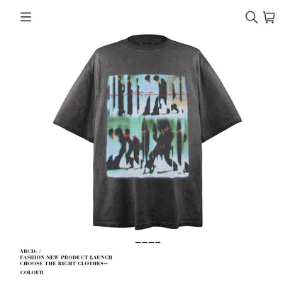American vintage street T-shirt retro men's loose top