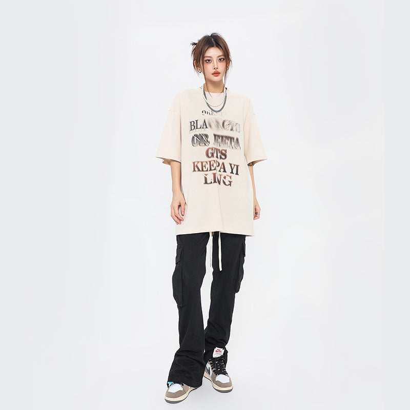 After Prom Shirt Women's Letter Short-Sleeved T-shirt Men's and Women's round Neck Cotton Half Sleeve Top