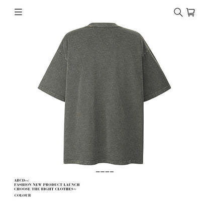 American vintage street T-shirt pure cotton retro men's and women's summer loose
