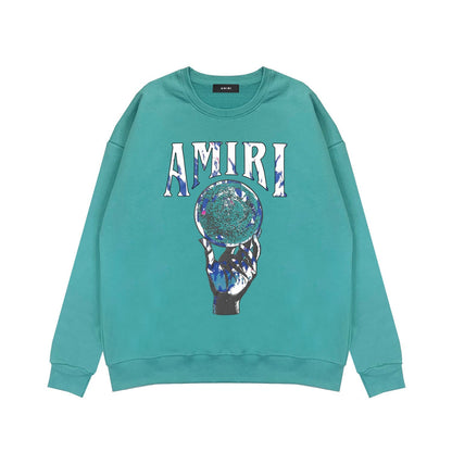 Amiri Long-Sleeve Shirt Personality Printed Crew Neck Sweatshirt