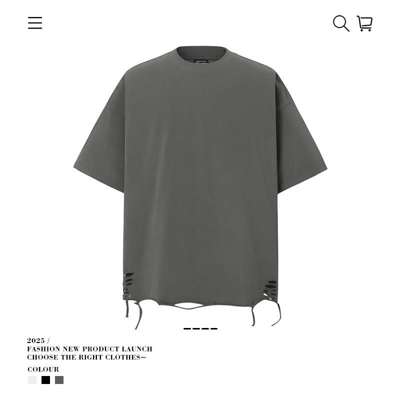 American vintage street T-shirt cotton men loose summer