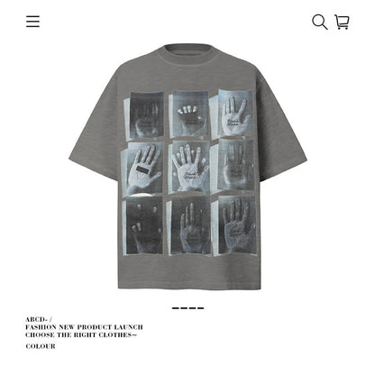 American vintage street T-shirt pure cotton retro men's and women's summer loose