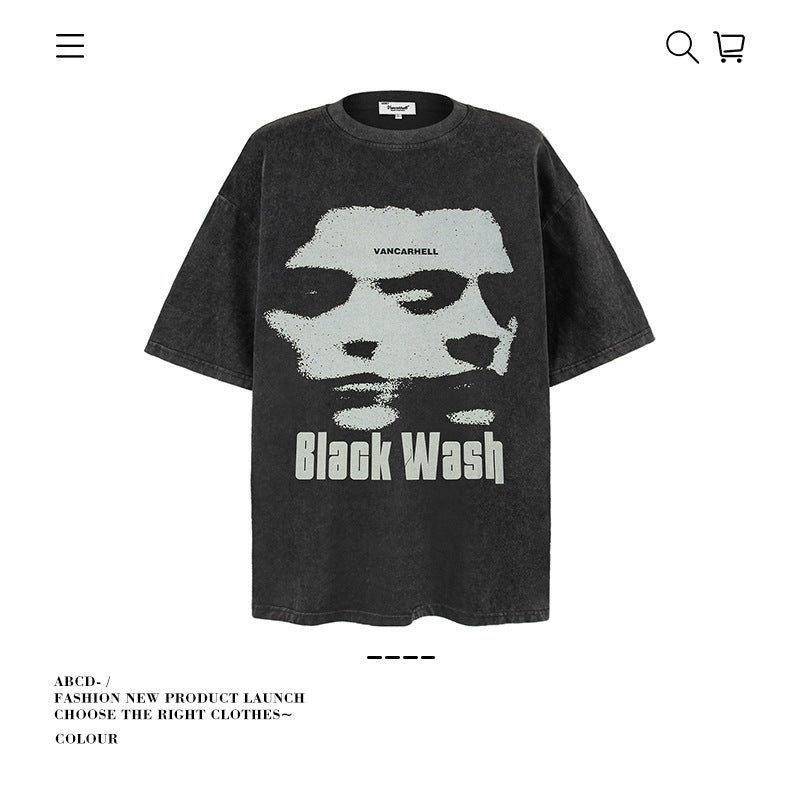 American vintage street T-shirt pure cotton retro men's and women's summer loose