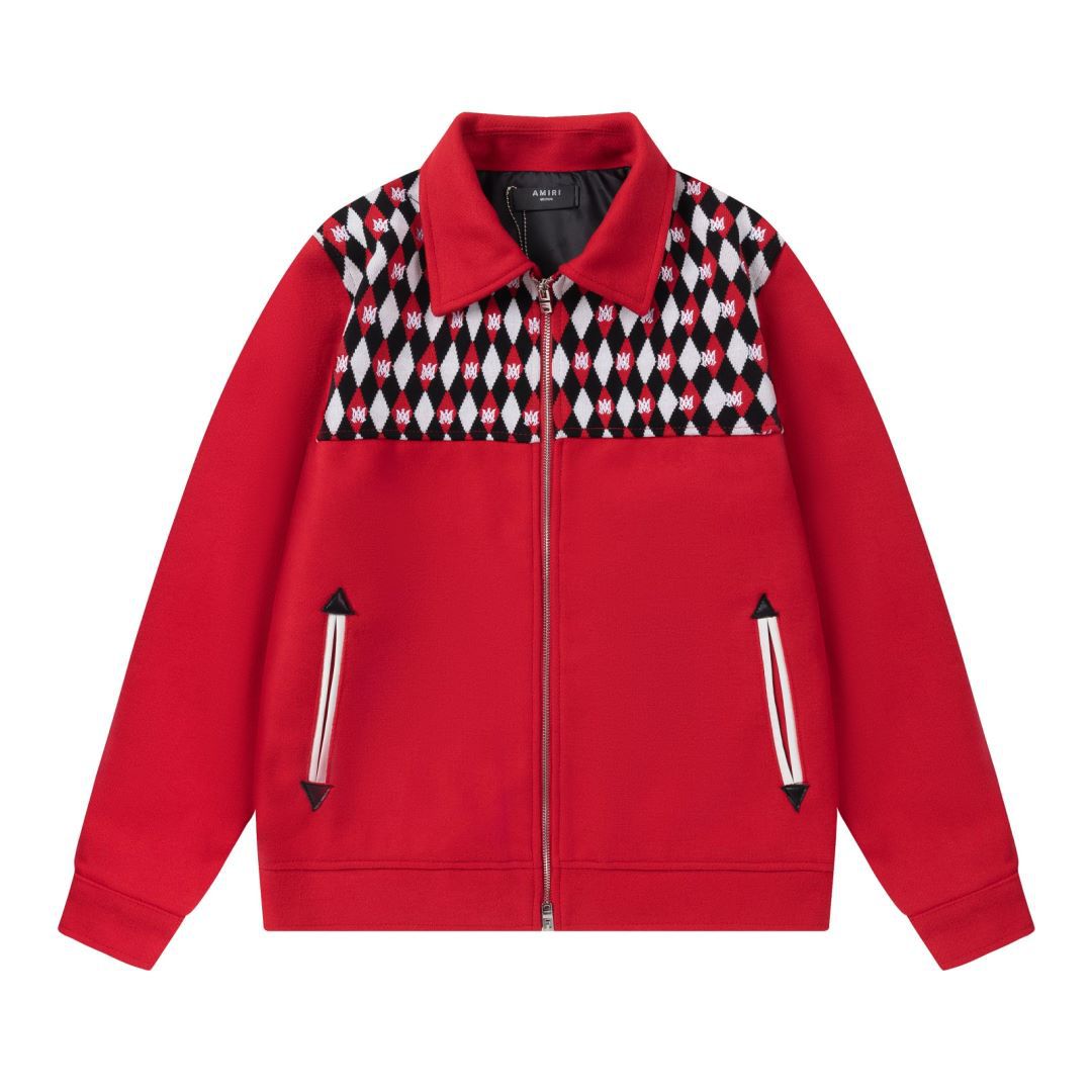 Amiri Jacket autumn and winter AMI stitching embroidery logo for men and women