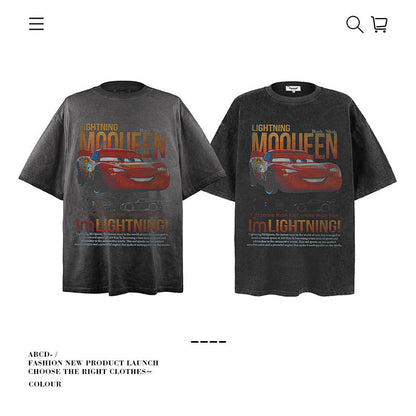American vintage street T-shirt pure cotton men's and women's summer loose