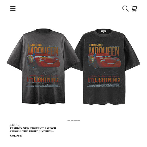 American vintage street T-shirt pure cotton men's and women's summer loose