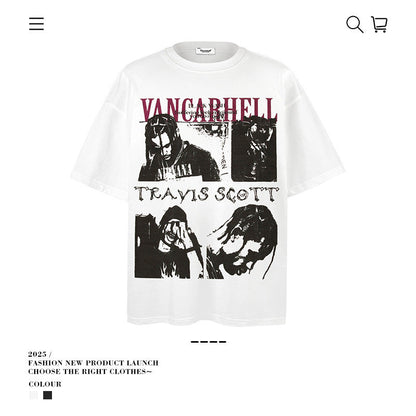 American vintage street T-shirt loose cotton men's vintage