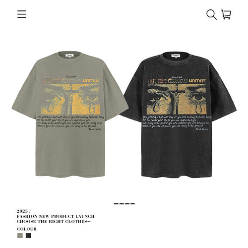 American vintage street T-shirt vintage men's loose