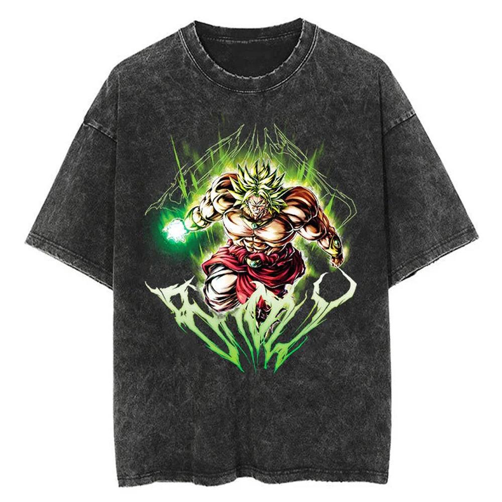 2024Men Tshirt Washed Black Vintage Japanese Anime Dragon (Prat 2)