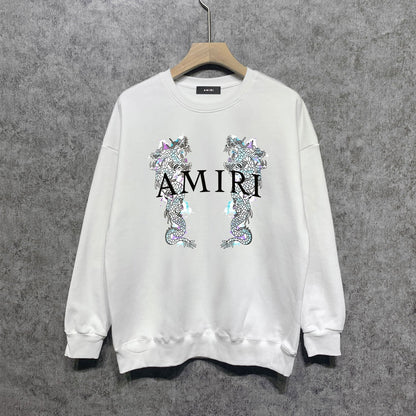 Amiri Long Sleeve Shirt Crew Sweatshirts Crew Neck Sweater