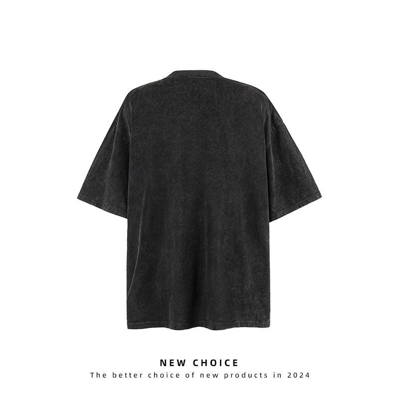 American vintage street T-shirt retro men's loose half-sleeved shirt