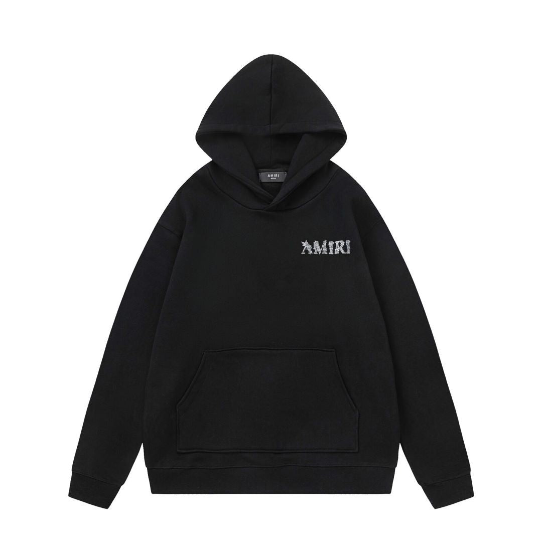 Amiri Hoodie AMI Lace Embroidery Letter Pattern Hooded Sweater for Men and Women