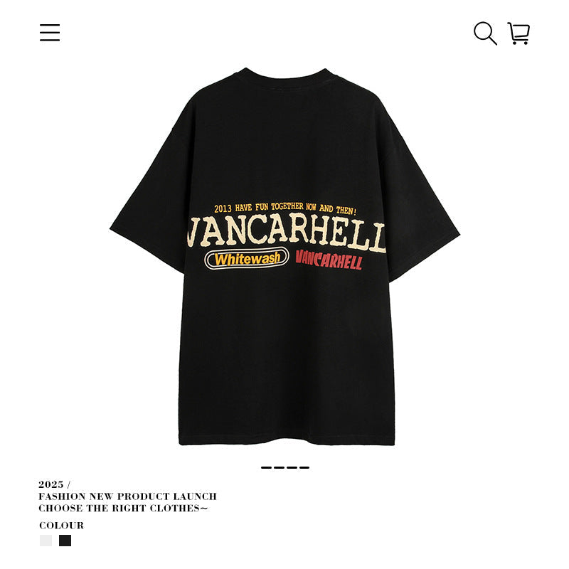 American vintage street T-shirt men's loose top