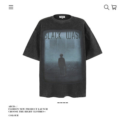 American vintage street T-shirt cotton men loose summer