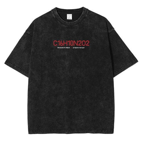 2024Men's DTG Printed T-shirt Vintage Washed Cotton Tees Hip