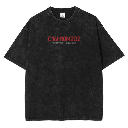 2024Men's DTG Printed T-shirt Vintage Washed Cotton Tees Hip