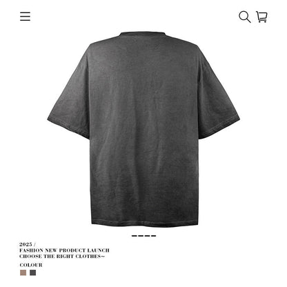 American vintage street T-shirt character print men's summer loose half sleeve