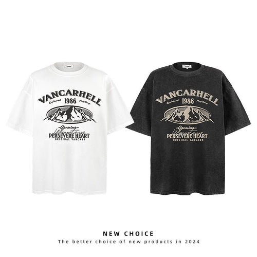 American vintage street T-shirt retro men's summer loose half sleeve