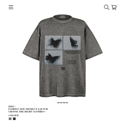 American vintage street T-shirt retro men's loose casual top