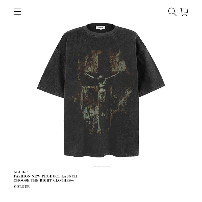 American vintage street T-shirt men's loose cotton