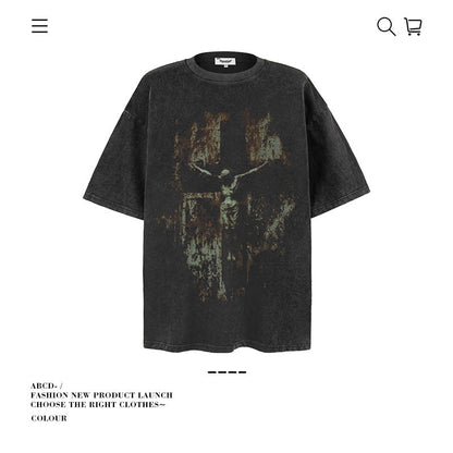American vintage street T-shirt men's loose cotton