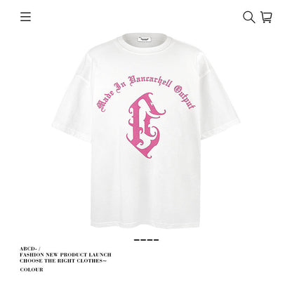 American vintage street T-shirt pure cotton men's and women's summer loose