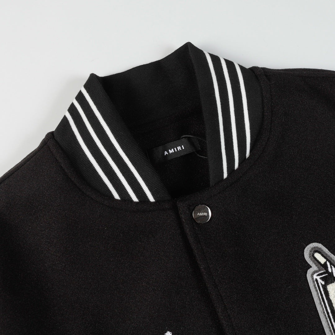 Amiri Jacket AMI Pattern Baseball Jacket Jacket Men's and Women's