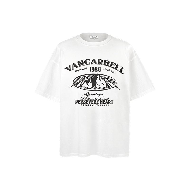 American vintage street T-shirt retro men's summer loose half sleeve