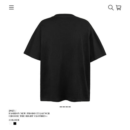American vintage street T-shirt pure cotton retro men's and women's summer loose half sleeves