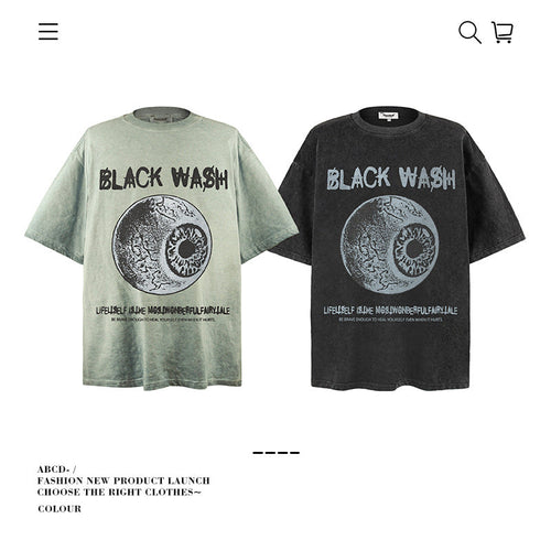 American vintage street T-shirt pure cotton retro men's and women's summer loose