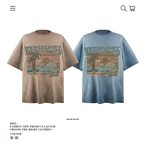 American vintage street T-shirt retro Yabi style men loose