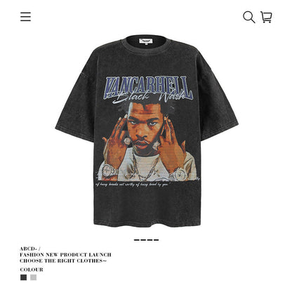 American vintage street T-shirt men's loose top