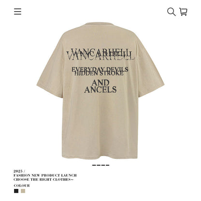 American vintage street T-shirt pure cotton men's and women's summer loose half-sleeves