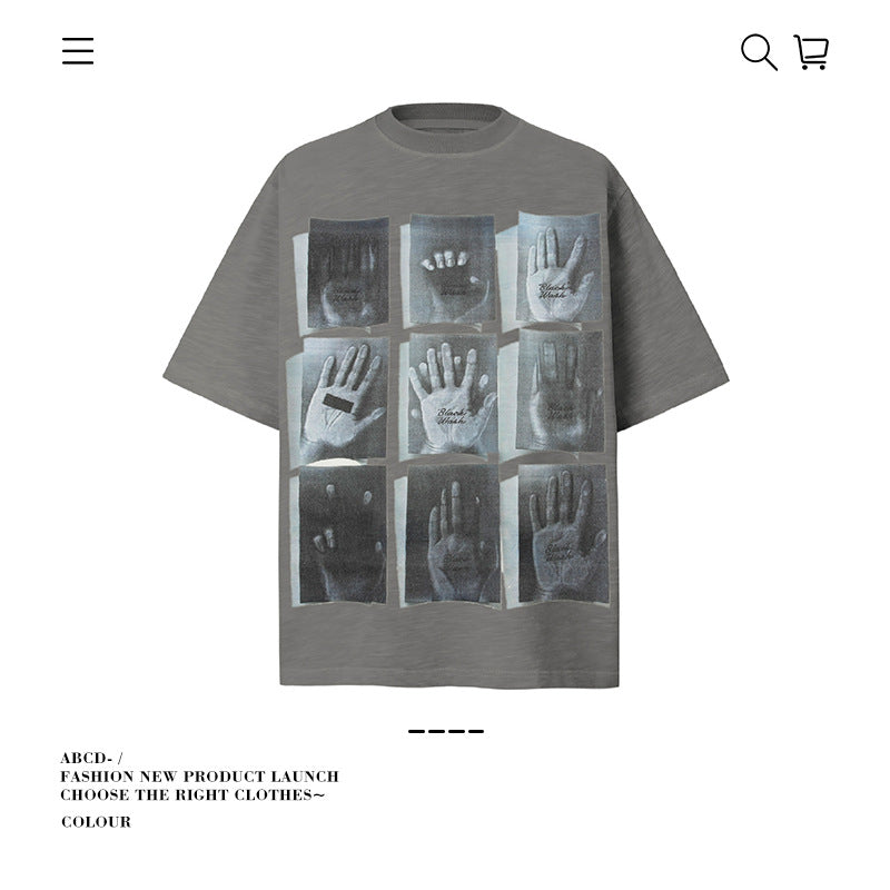 American vintage street T-shirt pure cotton men and women loose